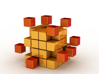 Construction of a cube from blocks