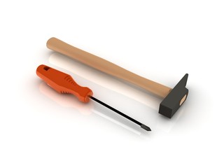 A set of tools isolated on white background