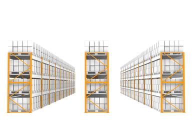 Rack x 30. Shelves in a row. Part of Warehouse series.