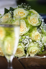 Hochzeit - Rosen -Sekt