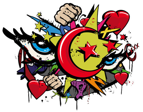 Graffiti Révolution Arabe Pop art illustration