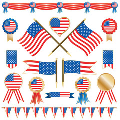 usa flags and rosettes