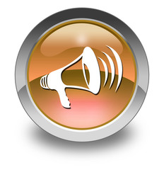 Orange Glossy Pictogram "Megaphone / Announcement Symbol"