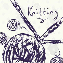 Knitting grunge background with ball - 32178492