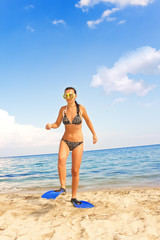 Fototapeta premium funny girl ready for diving