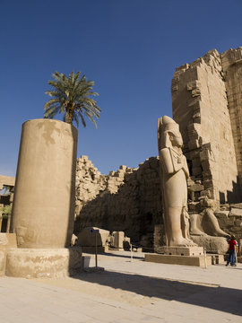 Statues in the Temple Complex at Karnak Egypt