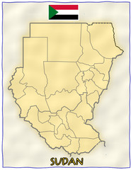 Sudan political division national emblem flag map
