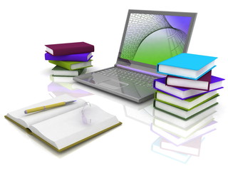 Laptop,  books and others tools for work .