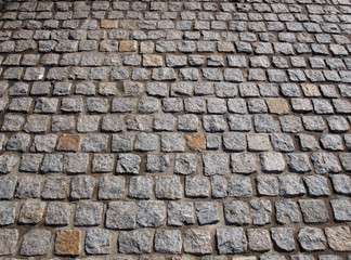 Old road pavement closeup