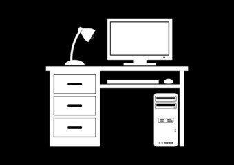 White icon of desk
