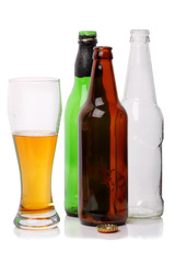 Bottled lager on white