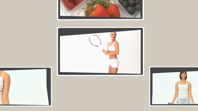 Montage of different scenes illustrating healthy lifestyles
