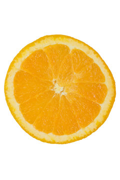 orange fruit slice isolated on white background.
