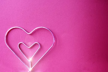 Fotobehang Metal heart with fucsia background © vali_111