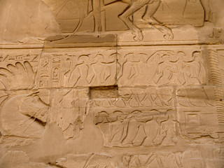 Wall Carvings in the temple Complex at Karnak Egypt