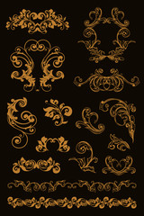 Calligraphic design, set on black