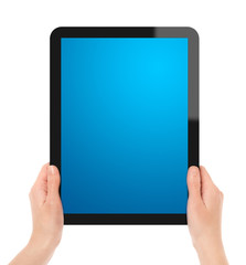 Holding Tablet PC with Clipping Path