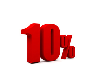 10 percent isolated on white background. 10%