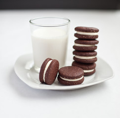 chocolate cookies filled with cream