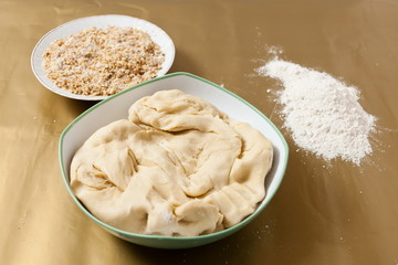 Dough and roasted grind nuts