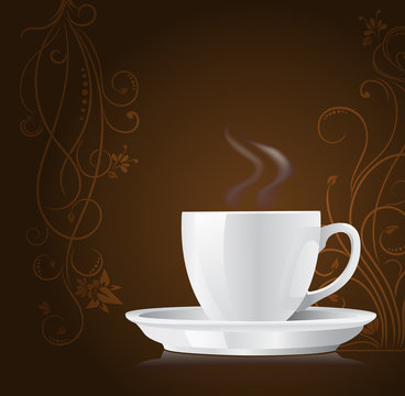 coffee cup on floral background