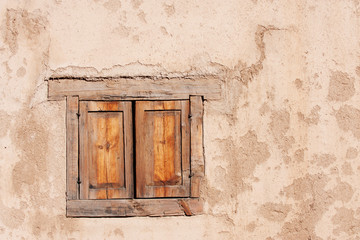 Beautiful old window in hisorical adobe, Taos, NM