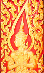 Golden Wood Carving Close Up,Traditional Thai Style in Thai Temp