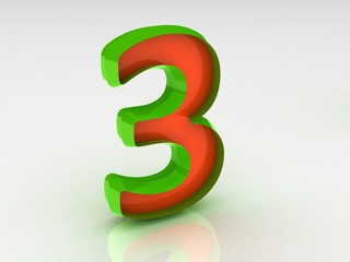 Number three on a white background.