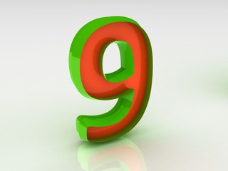 Number nine on a white background.
