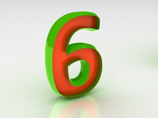 Number six on a white background.