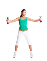 woman with dumbbells