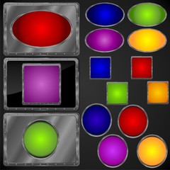 Colorful buttons with metal background