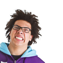 Obraz premium Teenager with crazy hair isolated