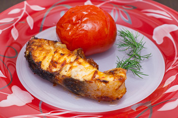 Prepared Sterlet with tomatoes