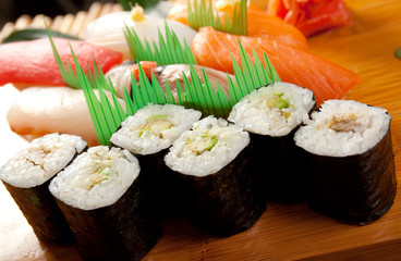 Japanese sushi  Roll made of Smoked fish