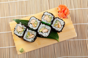 Japanese sushi  Roll made of Smoked fish