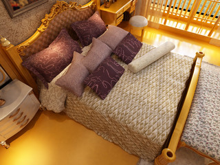 Fototapeta na wymiar rendering of home interior focused on bed room