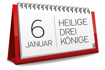 Kalender rot 6 Januar Heilige Drei Könige