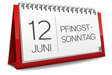 Kalender rot 12 Juni Pfingstsonntag