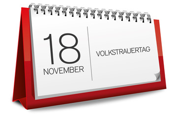 Kalender rot 18 November Volkstrauertag