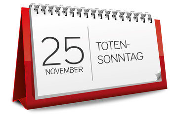 Kalender rot 25 November Totensonntag