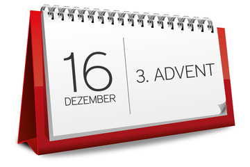 Kalender rot 16 Dezember 3. Advent
