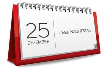 Kalender rot 25 Dezember 1. Weihnachtstag