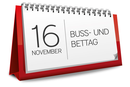 Kalender rot 16 November Buß- und Bettag