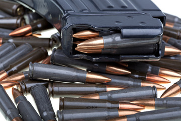 AK 47 ammo with mag - obrazy, fototapety, plakaty