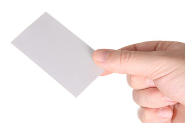 Obraz premium Hand and a card isolated on white