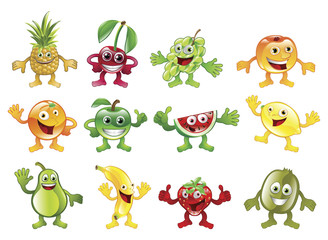 Fototapeta premium Set of colourful fruit character mascots