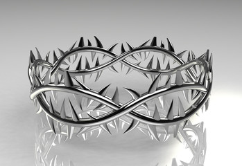 Jesus Christ's Crown in White Gold on Glossy Surface