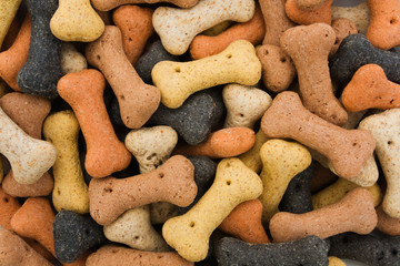 Background of bone shaped dog biscuits