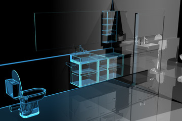 Bathroom (3D xray blue transparent)